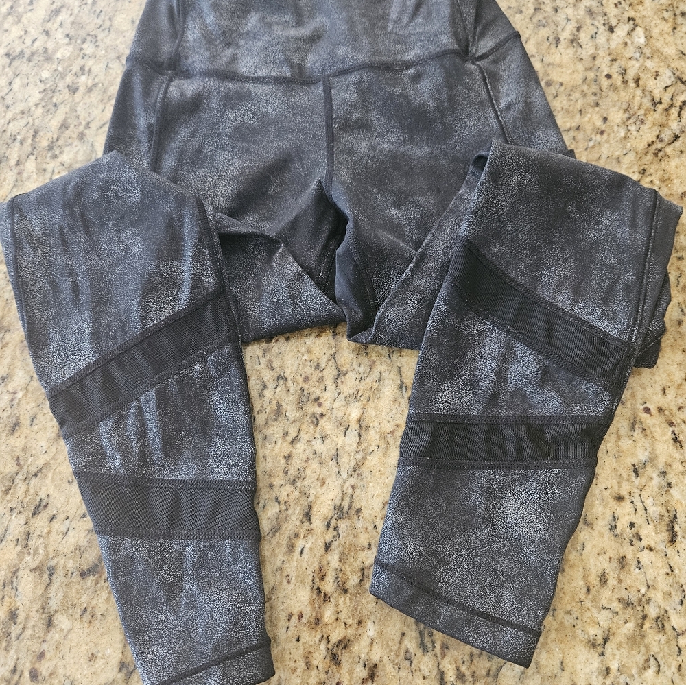 ZYIA Black Leggings with Silver Detail,  Faux Leather look.
